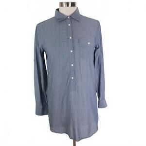 J.Crew Woman’s Polo Long Sleeve Button Front Lightweight Long Tunic Blouse XS